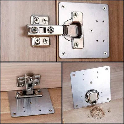 Produktbild von Famanu Scharnierreparaturplatten 4 Stück - Rostfreies Stahl, flache Befestigung