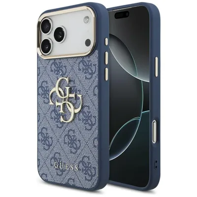 Image de Coque de téléphone Guess 4G, modèle Big Logo Classic, pour iPhone 18 Pro Max / 17 Pro Max, couleur bleue