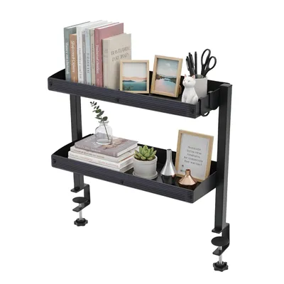 Image de étagère de bureau à 2 niveaux Étagère de bureau Utilisation sur/sous la table noir