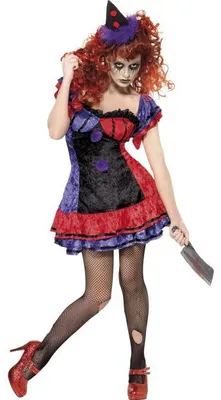 Produktbild von Cirque Sinister Bo Bo the Clown Kostüm mit Kleid und Hut, Größe:M