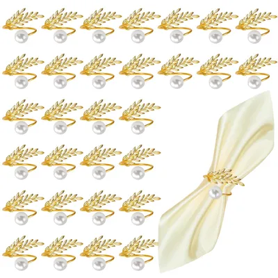 Produktbild von Set mit 30 Serviettenringen aus Metall mit Goldakzenten – Tischdekoration für Hochzeiten und Feiern