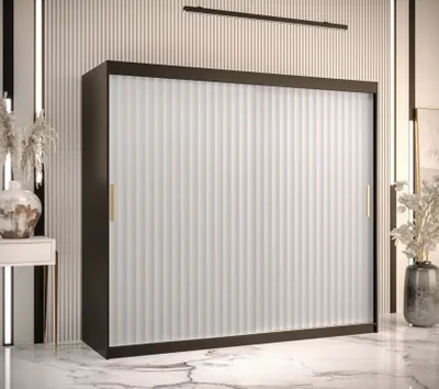 Obrázok produktu pre Šatníková skriňa RADKIN 1 - šírka 200 cm, čierna / biela