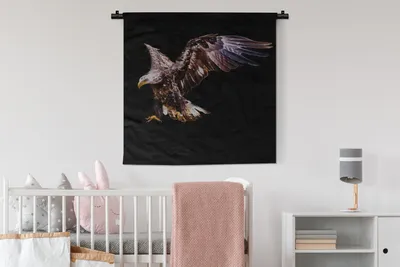 Produktbild von MuchoWow® Wandteppich Wandbehang Adler - Vogel - Schwarz 90x90 cm Tapisserie Dekoration Wandtuch - Wandaufhänger