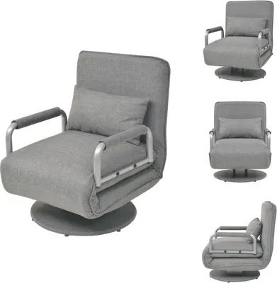 Image de vidaXL Fauteuil pivotant et canapé-lit Tissu gris clair - Fauteuil