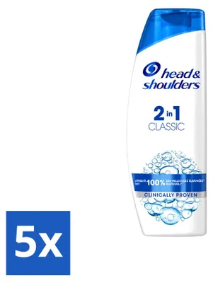 Obrázok produktu pre 5 ks šampónu a kondicionéru 2 v 1 Head & Shoulders Classic, 270 ml – výhodný balík