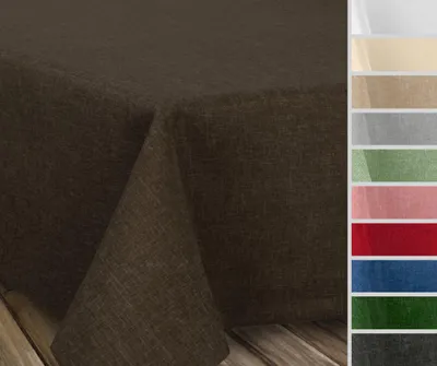 Produktbild von Fleckenabweisende bügelfreie Tischdecke mit Lotuseffekt, Leinenoptik, Farbe und Größe wählbar,Dunkelbraun