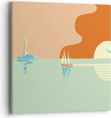 Produktbild von Bild auf Leinwand - Leinwandbild - Einteilig - Sonne Segelschiff Laterne - 40x40cm - Wand Bild - Wanddeko - Wandbilder - Leinwanddruck - Bilder - Wanddekoration - Leinwand bilder - AC40x40-4888