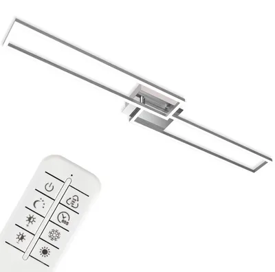 Image de Plafonnier BRILONER LEUCHTEN FRAME, 40 W, 4400 lm, IP20, chrome-alu, métal-plastique, intensité lumineuse variable, CCT, 110 x 24,8 x 7,8 cm