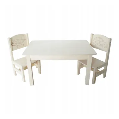 Produktbild von Kindertisch mit 2 Stühlen | Holz-Kindermöbel | Personalisierte Gravur | Montessori-Tisch Set für Kinder 2-4 Jahre