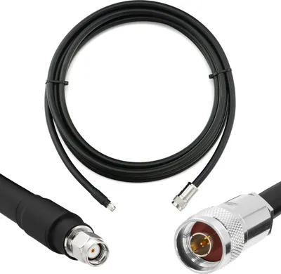Zdjęcie produktu dla kabel koncentryczny 2m RP-SMA męski na N męski - 2-metrowy przedłużacz 8D-FB o bardzo niskiej stratności Ø11,1 mm (50 Ohm) - do WiFi / routera / anteny / sieci bezprzewodowej / RF / WLAN / radia / modemu