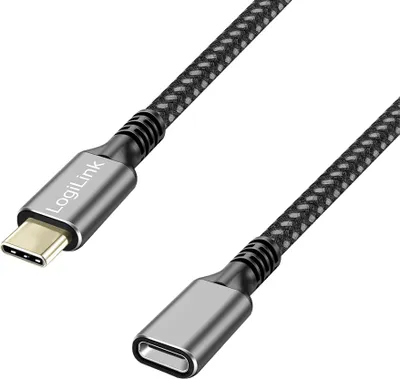 Zdjęcie produktu dla LogiLink CUA0108, 1 m, USB C, USB C, USB 3.2 Gen 2 (3.1 Gen 2), 10 Gbit/s, Czarny, Szary