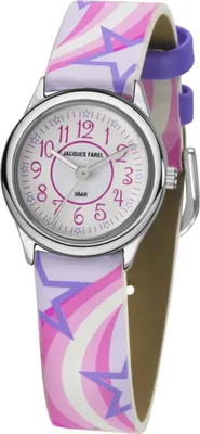 Produktbild von JACQUES FAREL HCC324 Stern Uhr Mädchen Kinderuhr Lederarmband rosa