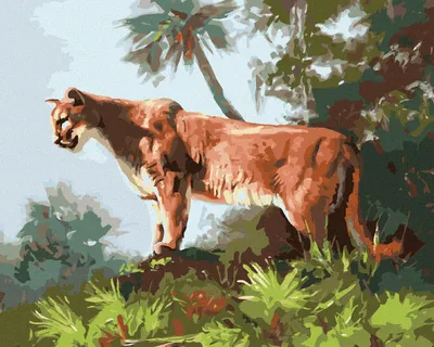 Produktbild von Zuty - Malen nach Zahlen - PUMA IM DSCHUNGEL (D. RUSTY RUST), 40x50 cm, ohne Keilrahmen