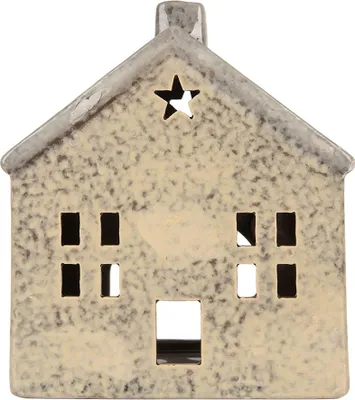 Image de Clayre & Eef Bougeoir Maison 13x8x15 cm Beige Céramique