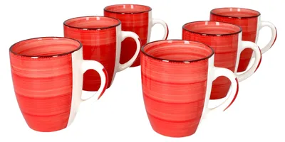 Produktbild von 6er Set Chrissi Kaffeebecher Rot 300ml mit Henkel Trinkbecher Tasse Weihnachten