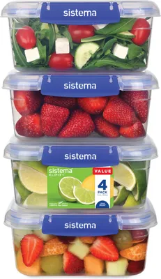 Image de Sistema KLIP IT PLUS Set de boîtes fraîcheur | 1 L | 4 récipients hermétiques | Fermeture anti-fuite | Clips de fermeture simples | Sans BPA