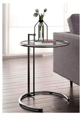 Produktbild von Couchtisch Nachttisch Eileen Gray verstellbare Höhe Bett Stahl Chrom Glas Kristall