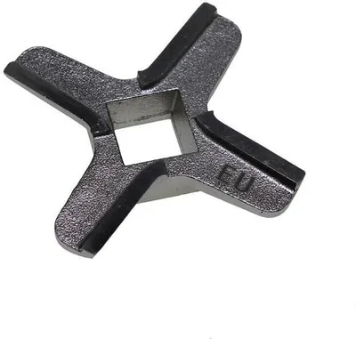 A close-up, isolated shot of a metal blade with a square center.