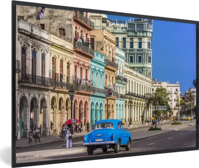 Produktbild von MuchoWow® MuchoWow® Gerahmtes Poster Farbenfrohe spanische Architektur bei Kuba in Nordamerika 60x40 cm - Poster mit zchwarzem Bilderrahmen - Printing - Wanddeko Schlafzimmer