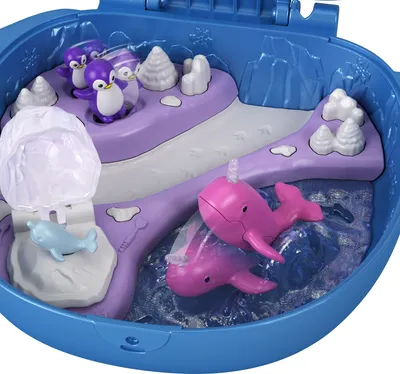 Produktbild von Polly Pocket Narwal-Eisspaß Schatulle, 2 kleine Puppen und Zubehör