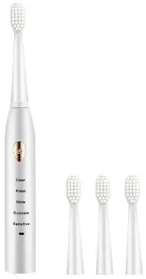 Imagen del producto de Cepillo de dientes sónico eléctrico clásico, con 5 modos, recargable por USB, resistente al agua (IPX7), color blanco, de uso manual, pequeño y eléctrico