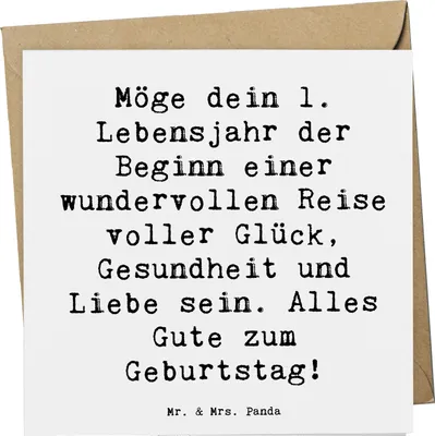 Produktbild von Mr. & Mrs. Panda Grußkarte Spruch 1. Geburtstag Reise - Weiß - Geschenk, liebevoller Wunsch, Alles Gute, Glückwunschkarte, Meilenstein, Glückwunsch, Klappkarte, faltkarte