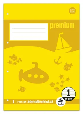Productafbeelding van Staufen® 734044201 Werkbladblok PREMIUM LIN 1 - A4, 80 g/m², 50 bladen, dubbelzijdig met rand