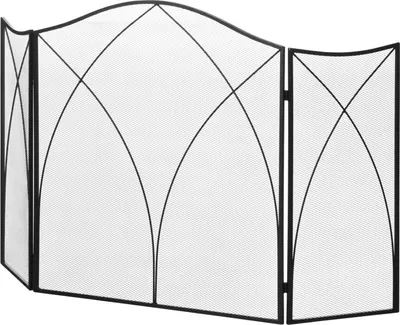Produktbild von Kaminschutzgitter, Klappbares Kamingitter mit 3 Paneelen, Ofenschutzgitter, Funkenschutzgitter für Wohnzimmer, Metall, 126 x 76 cm, Schwarz
