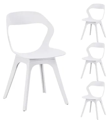 Immagine prodotto di Set di 4 sedie da pranzo in plastica - Design moderno, adatte sia per interni che per esterni - Colore: bianco