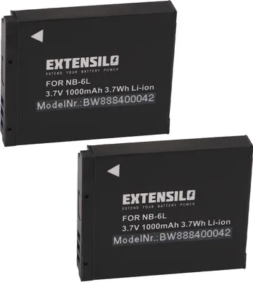 Produktbild von EXTENSILO 2x Akku kompatibel mit Canon PowerShot S90, SD770is, SX170IS, D10, SX170 IS, S95, SX240HS, D20, S120 Kamera (1000 mAh, 3,7 V, Li-Ion)