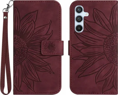 Produktbild von Samsung Galaxy A16 Hülle - Coverup Sonnenblume Klapphülle mit Schlüsselband - Bordeaux