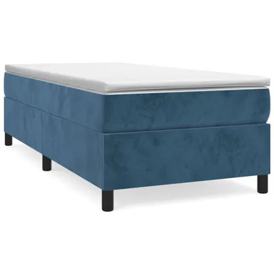Image de vidaXL Lit boxspring avec matelas bleu foncé 80x200 cm velours