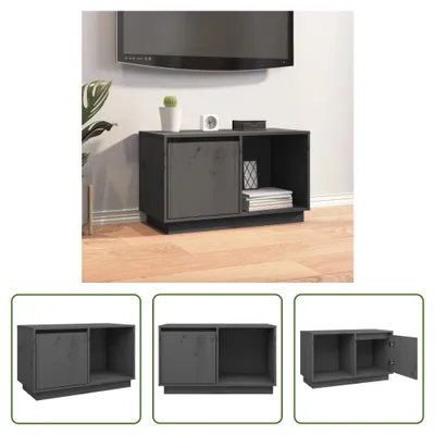 Produktbild von The Living Store TV-Schrank Grau 74x35x44 cm Massivholz Kiefer