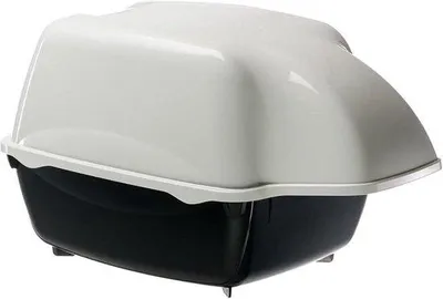 Image de Grande litière couverte et imperméable pour grands chats, noire.
