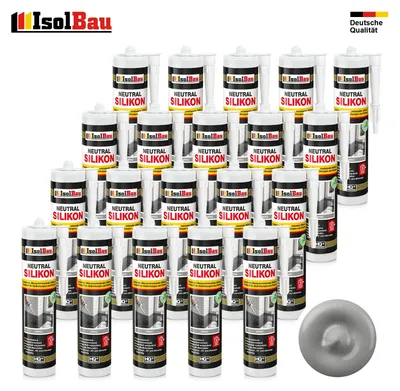 Isolbau Neutralsilikon 20 x 300 ml Grau Natursteinsilikon Dichtstoff Fugen wasserdicht