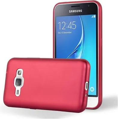 Produktbild von Cadorabo Schutzhülle für Samsung Galaxy J1 2016 Hülle in Rot Handyhülle TPU Silikon Etui Cover Case