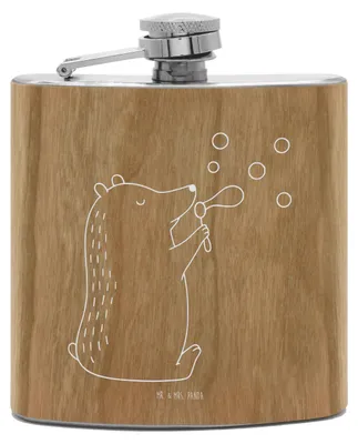 Produktbild von Mr. & Mrs. Panda Flachmann Bär Seifenblasen - Transparent - Geschenk, feldflasche, edelstahl, Schnaps, Lustig Sein Glücklich Traurig Happy, Whisky, spirituosenflasche