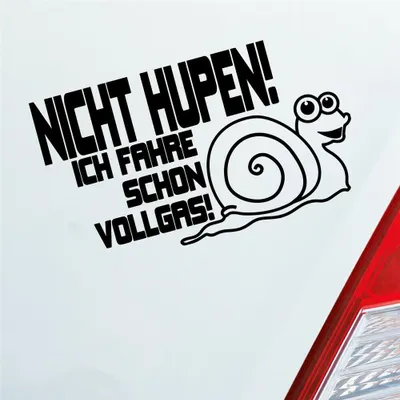 Produktbild von Auto Aufkleber Nicht Hupen! Ich fahre schon Vollgas! Schnecke 15x8 cm Schwarz Glanz Sticker Heckscheibenaufkleber