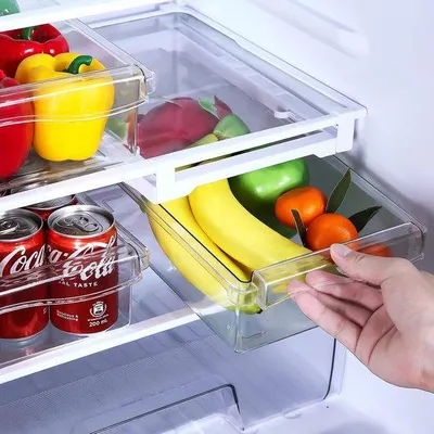 Produktbild von Kühlschrankorganizer - Opbergbox mit 2 Stücken verstellbaren transparenten Behältern