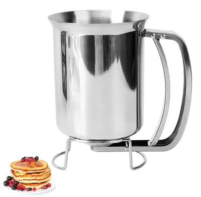 Produktbild von Edelstahl Teigspender 900ml, Teigportionierer für Pfannkuchen, Muffins, Cupcakes und Waffeln, Backzubehör mit Auslöser und einfache Reinigung