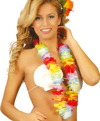 Immagine prodotto di Collana di fiori hawaiani per feste estive in costume colorato 90 cm