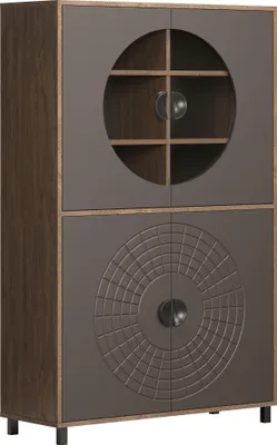 Produktbild von trendteam Wohnen Fusion Highboard, Rostoptik Melamin/Perlbronze Tiefzieh Nachbildung, B/H/T ca. 97/163/42 cm