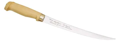 Obrázek produktu pro Finský filetovací nůž, čepel 19 cm, dřevěná rukojeť, kožené pouzdro