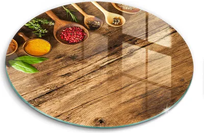 Produktbild von Glasschneideplatte - Herdabdeckplatte - fi30 cm -Schneidebrett - Spritzschutz - Holzgewürze