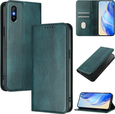 Immagine prodotto di Custodia per Xiaomi Redmi 9A, custodia in pelle vintage con protezione RFID, slot per schede, supporto Verde
