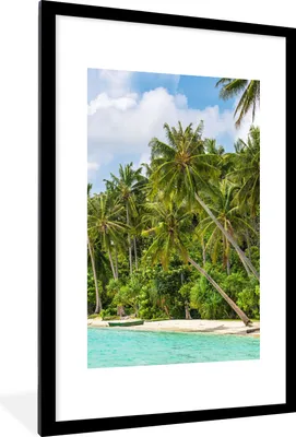 Produktbild von MuchoWow® Gerahmtes Poster Palme - Meer - Tropisch 60x90 cm - Poster mit Schwarzem Bilderrahmen Wandposter Rahmen Foto Bilder - Dekoration - Wandposter Wohnzimmer - Hochwertig