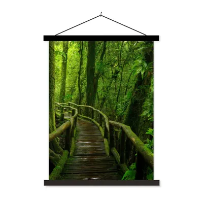 Produktbild von MuchoWow® Textilposter Dschungel - Brücke - Moos - Natur - Tropisch 120x160 cm mit schwarzem Rahmen - Magnetischer