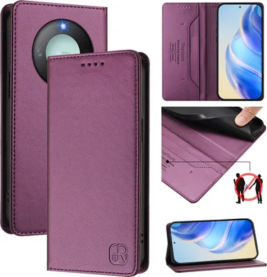 Produktbild von Lederhülle für Honor X9C Smart Hülle Flip Brieftasche Kartenfächern Ständer Schutzhülle Lila