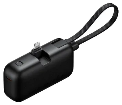 Produktbild von Mcdodo – Power Bank FreeKit Series Powerbank mit integriertem Lightning-Kabel und -Stecker 5000 mAh 22,5 W – schwarz
