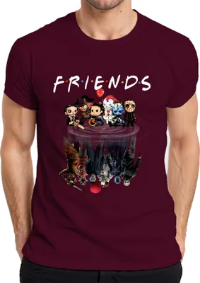 Zdjęcie produktu dla FRIENDS Horror Ikonen Pennywise Michael Jason Freddy Pinhead Herren T-Shirt, bordowy, S